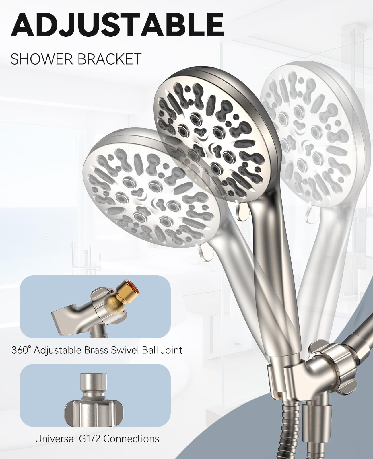 JDO 71-inch hose offers great reach for baths and cleaning tasks.