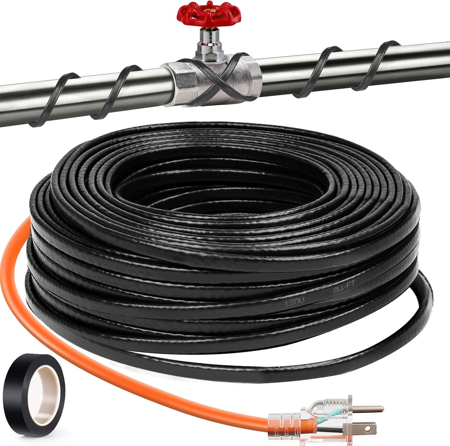 JDZKOMKE 24ft pipe-heating cable installation for reliable pipe protection