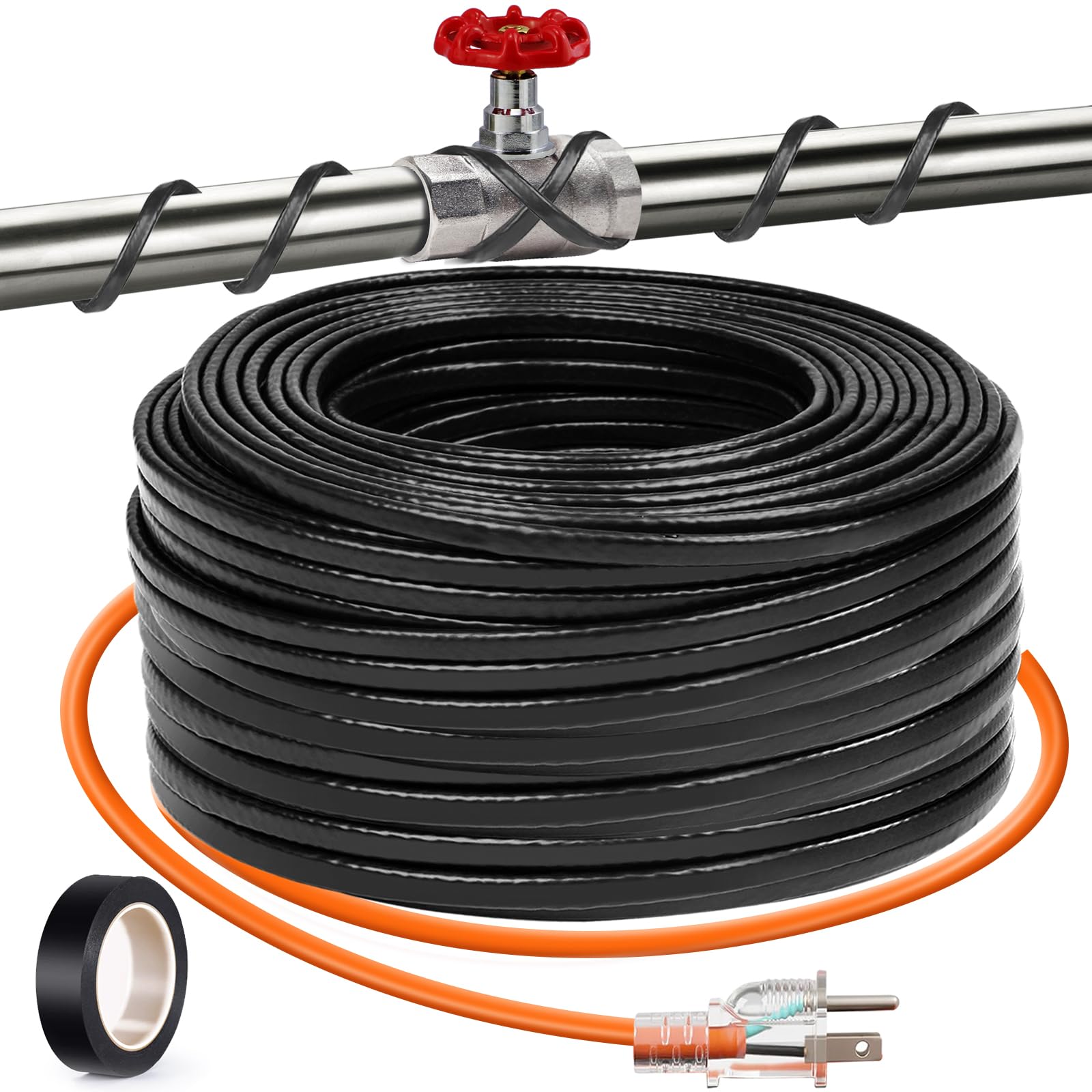 JDZKOMKE 50ft pipe heating cable for freeze protection keeps water flowing.