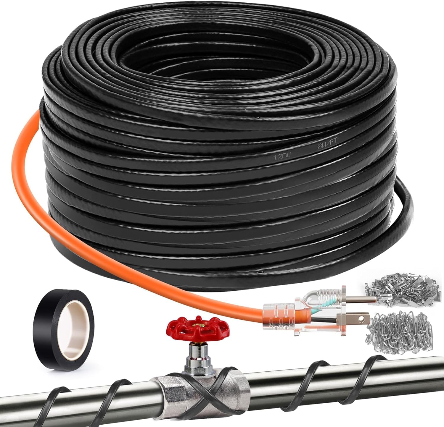 JDZKOMKE 80FT pipe heating cable coiled for easy installation and freeze protection