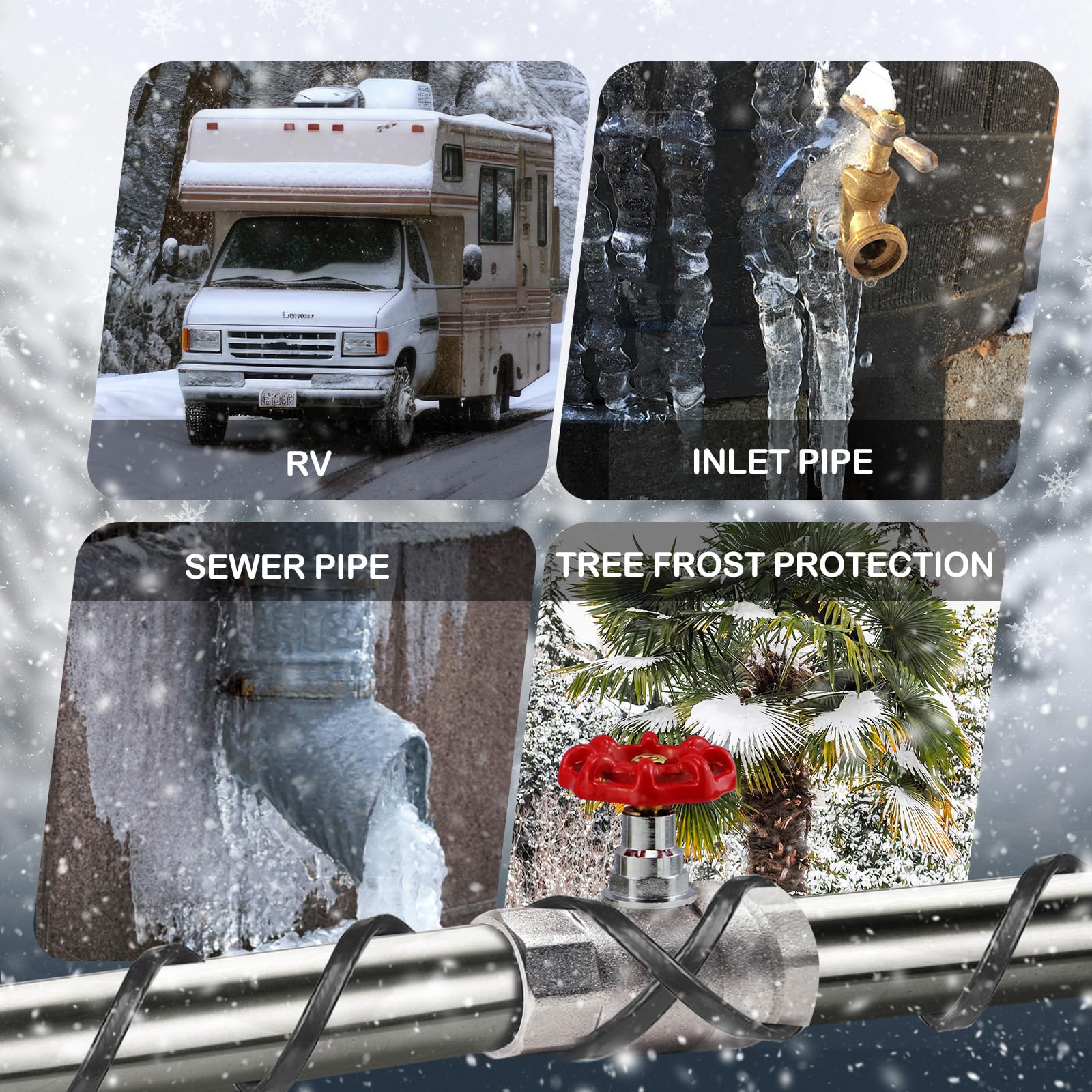JDZKOMKE pipe heating cable 200ft covers extensive pipelines in challenging environments.