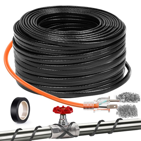 JDZKOMKE pipe heating cable installation showing setup for reliable freeze protection
