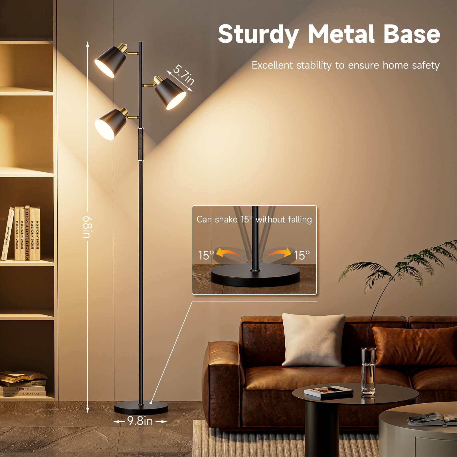 Jeagop LED Tree Floor Lamp low-voltage design for safer family use.