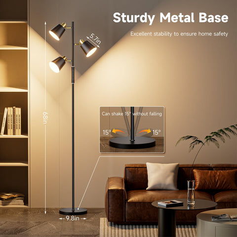 Jeagop LED Tree Floor Lamp low-voltage design for safer family use.