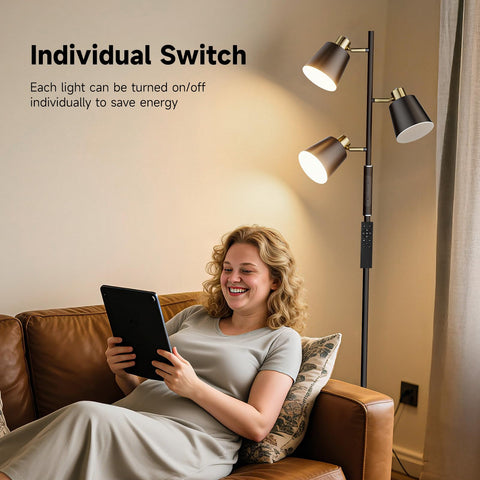 Jeagop LED Tree Floor Lamp features 350° rotation and 180° tilt for flexible direction.