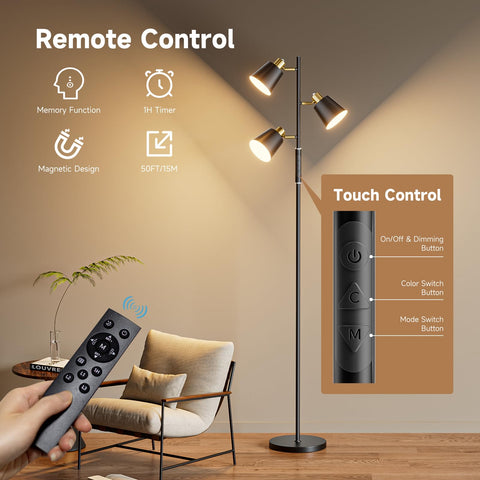 Jeagop LED Tree Floor Lamp with stable base for anti-tip safety.