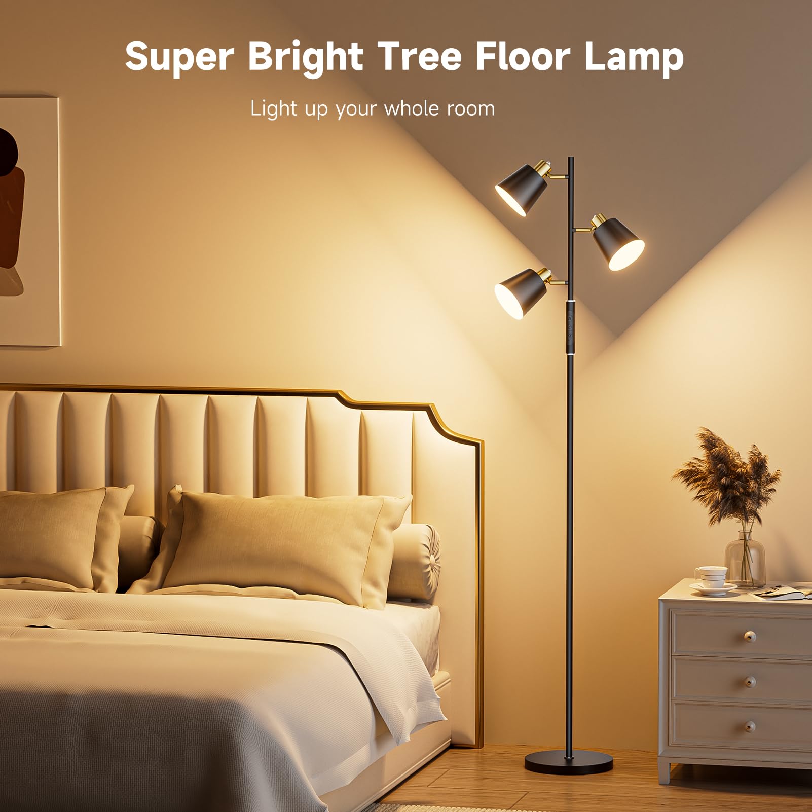Jeagop LED Tree Floor Lamp offers four color temperatures for versatile mood lighting.
