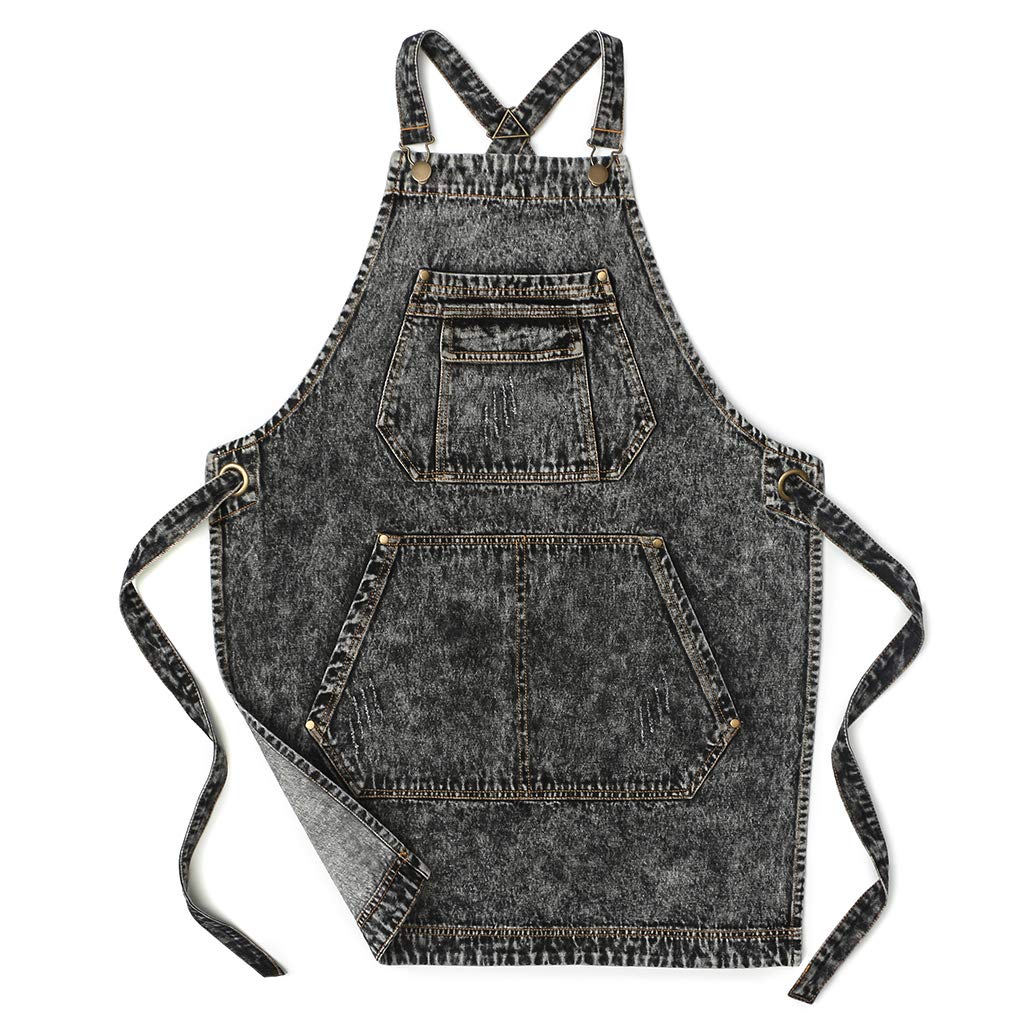 Jeanerlor denim apron with front pocket for tool storage and daily use