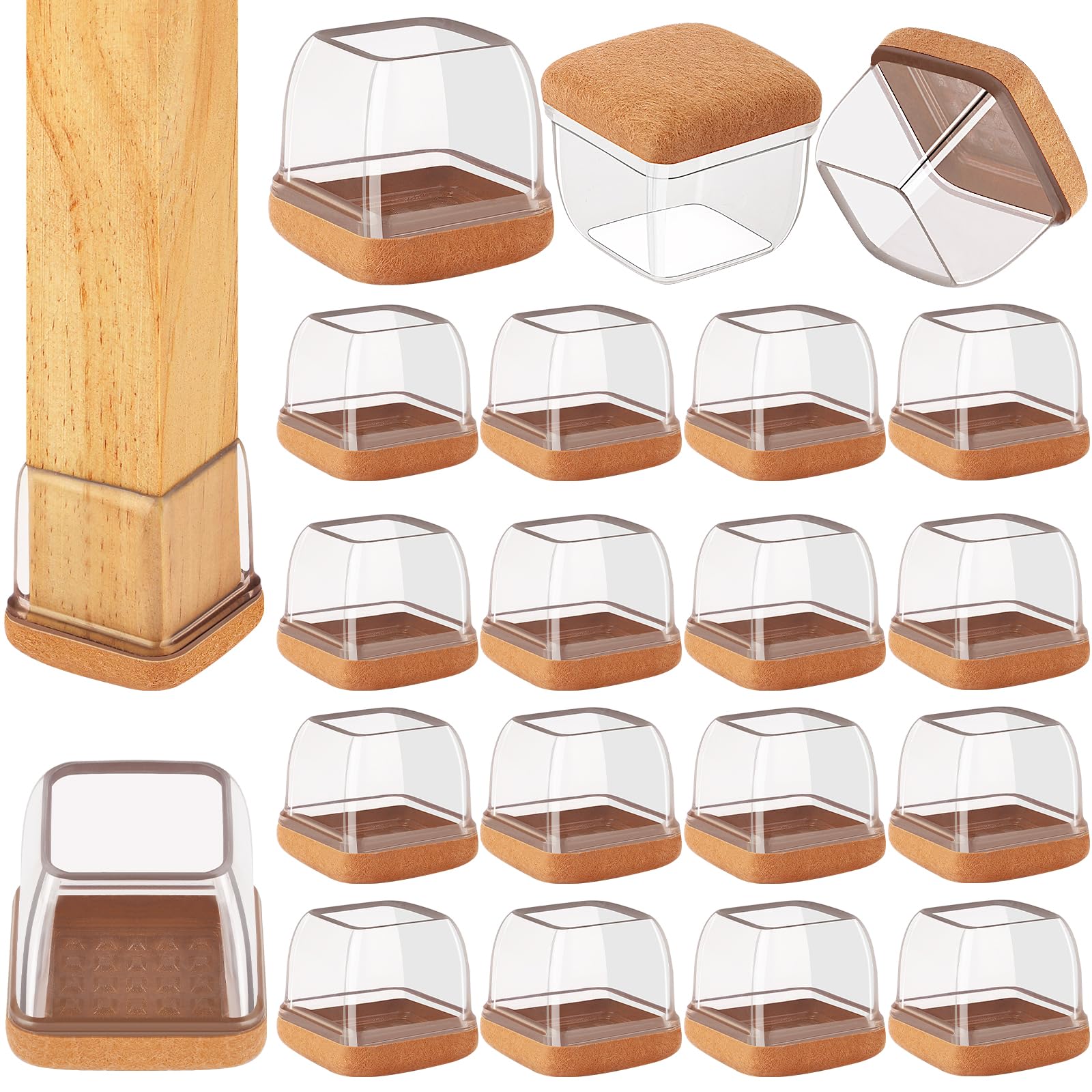 Jeaoouu 32pcs chair leg protectors with 360° felt bottom protect hardwood floors from scratches