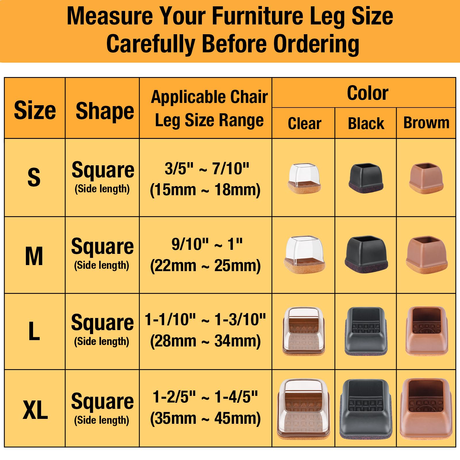 Jeaoouu silicone thick-wall protectors for durable, long-lasting floor protection
