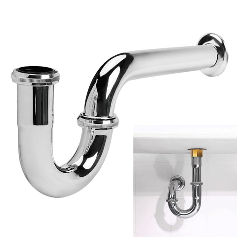 JEAPHA stainless steel P-trap in full view highlights durable construction for bathroom installations