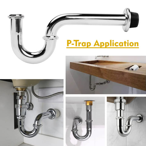 JEAPHA stainless steel P-trap with silver finish complements modern bathrooms