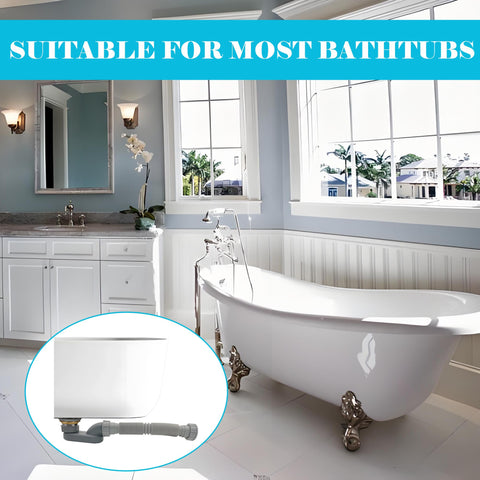 Jeckthun flexible drain pipe for tubs eases installation.