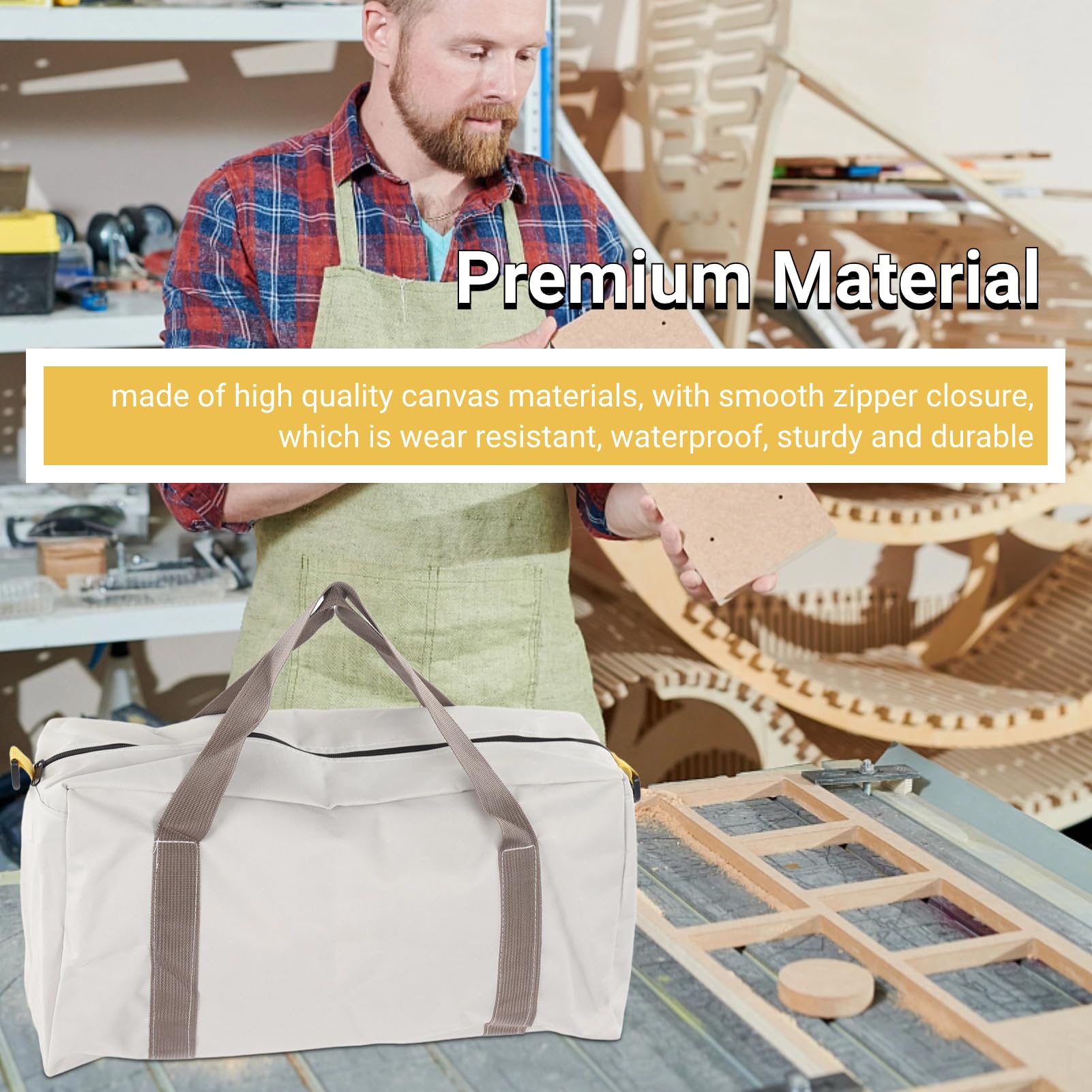 Jectse collapsible tool bag demonstrates easy storage when not in use