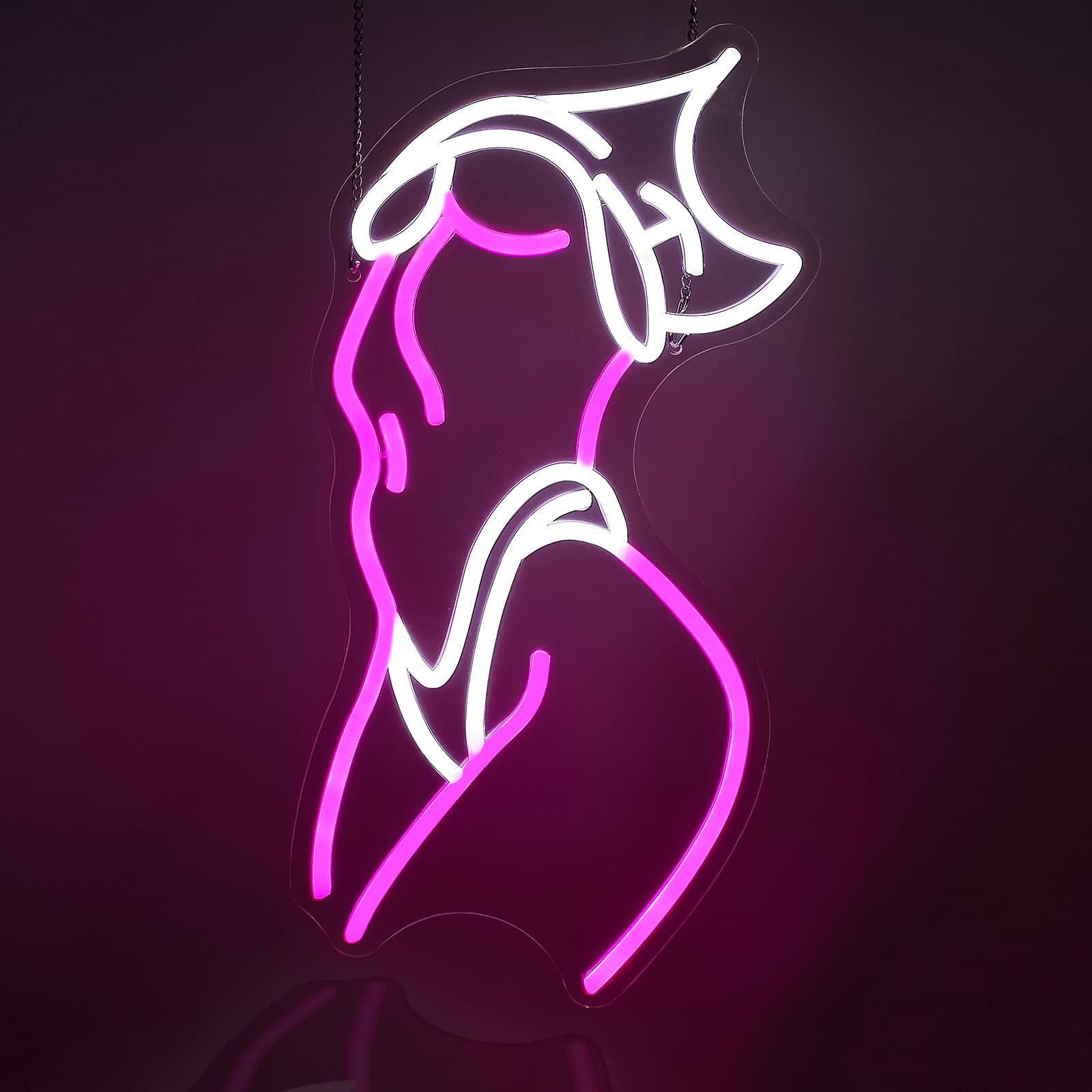 JEDAEMEN Lady Neon Sign pink and white wall glow for chic bedroom decor