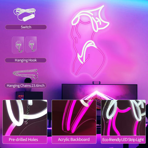 JEDAEMEN Lady Neon Sign dimmable switch for adjustable mood lighting