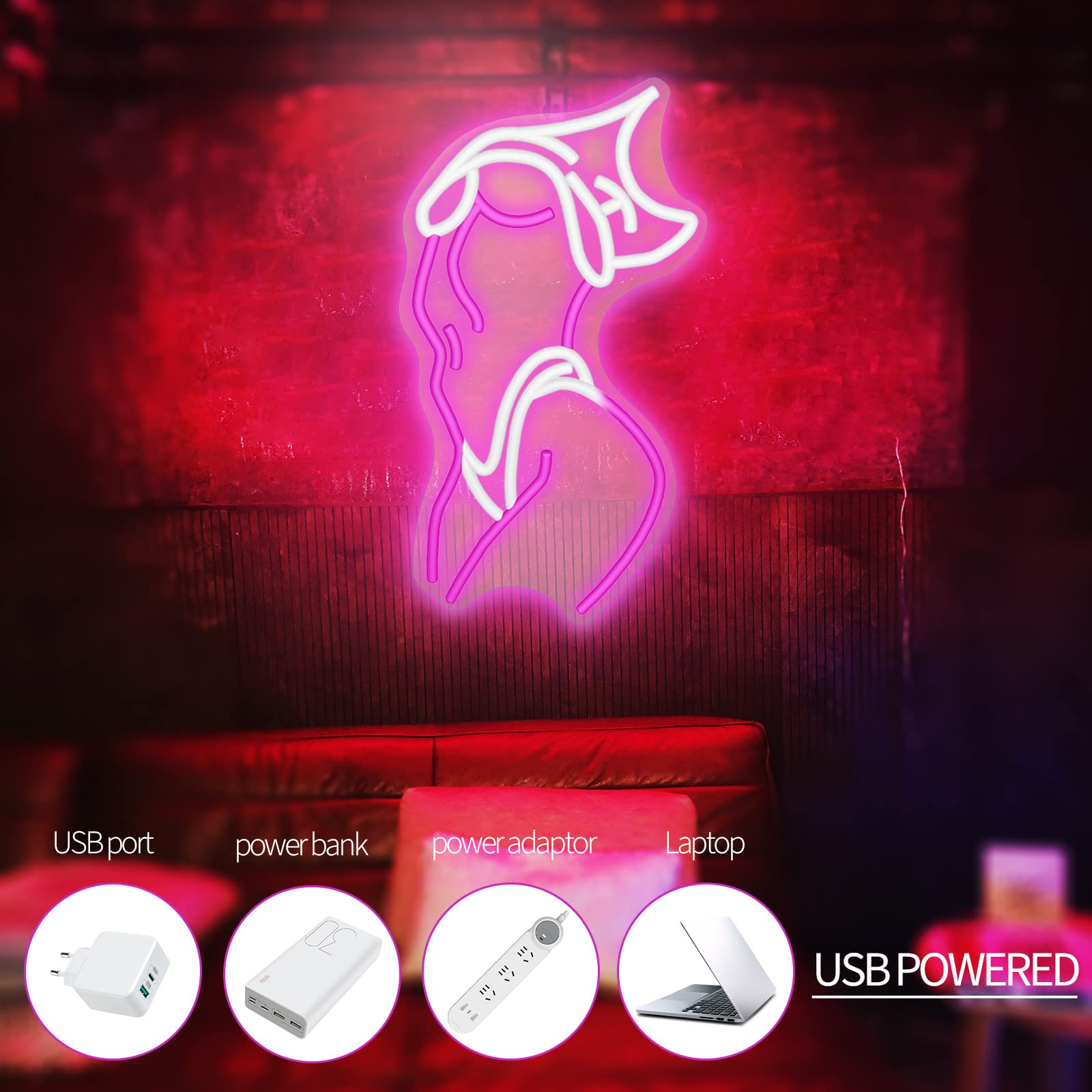 JEDAEMEN Pink and white glow suits bedrooms, parties, or game rooms