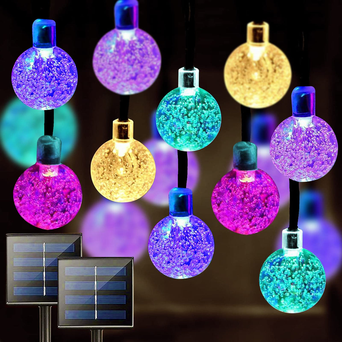 Jedavai solar string lights 80ft outdoors for garden decoration.
