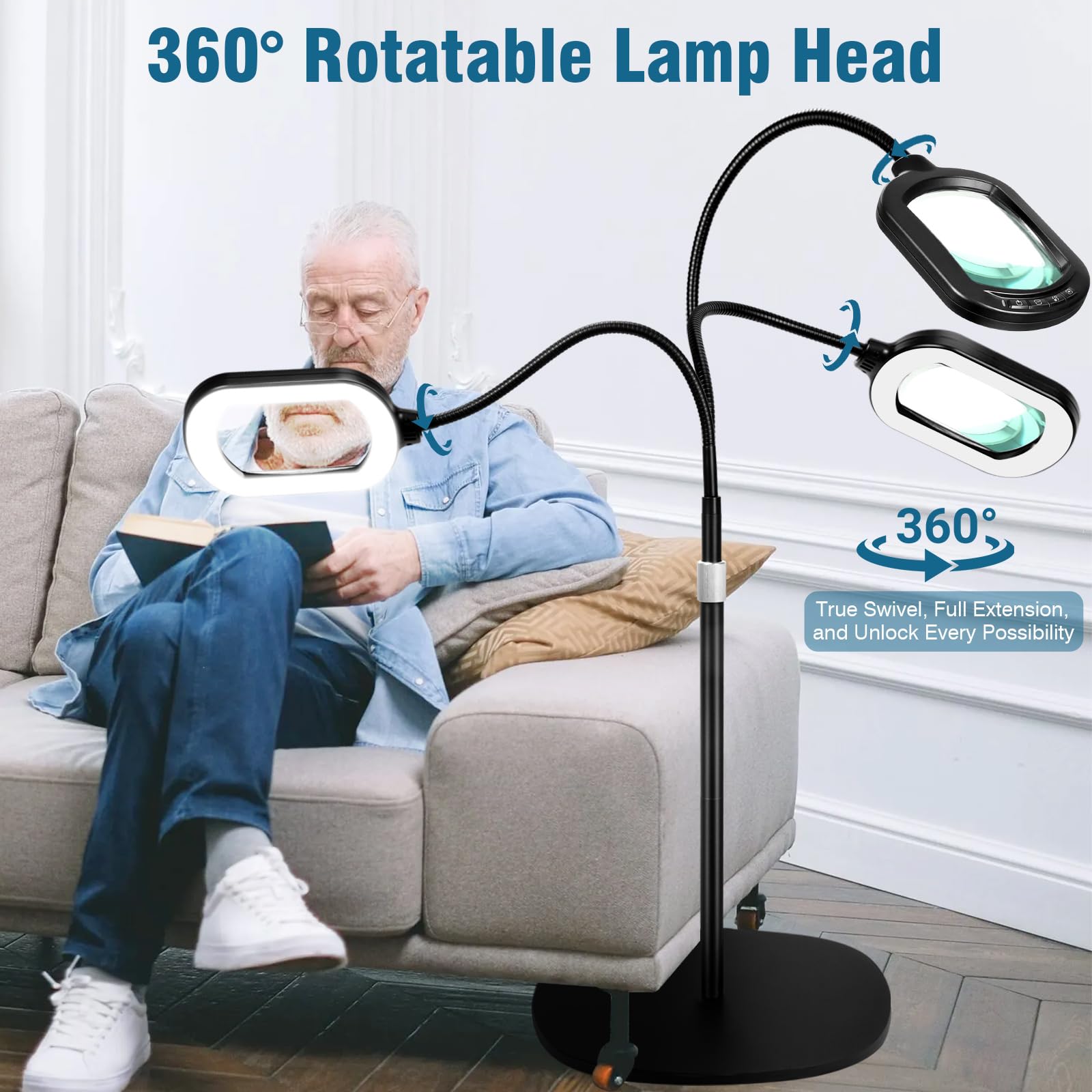 Jeedefi 22-inch gooseneck magnifier for flexible positioning during close work.
