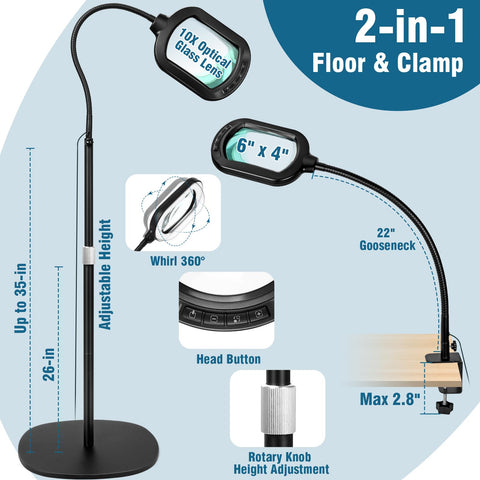 Jeedefi magnifying lamp clip-on option for desk or table use.