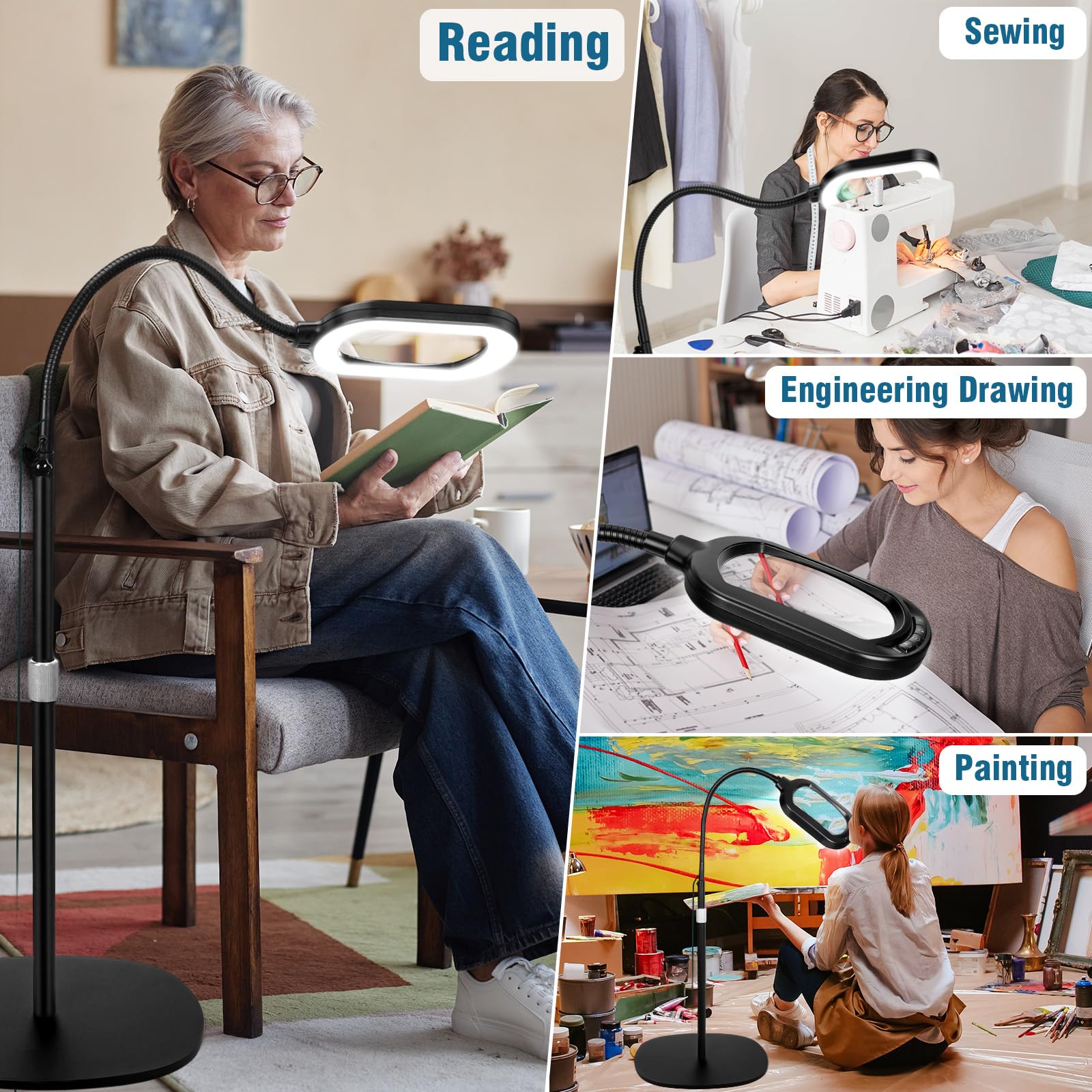 Jeedefi professional-grade magnifier lamp suited for artists and jewelers needing precision.