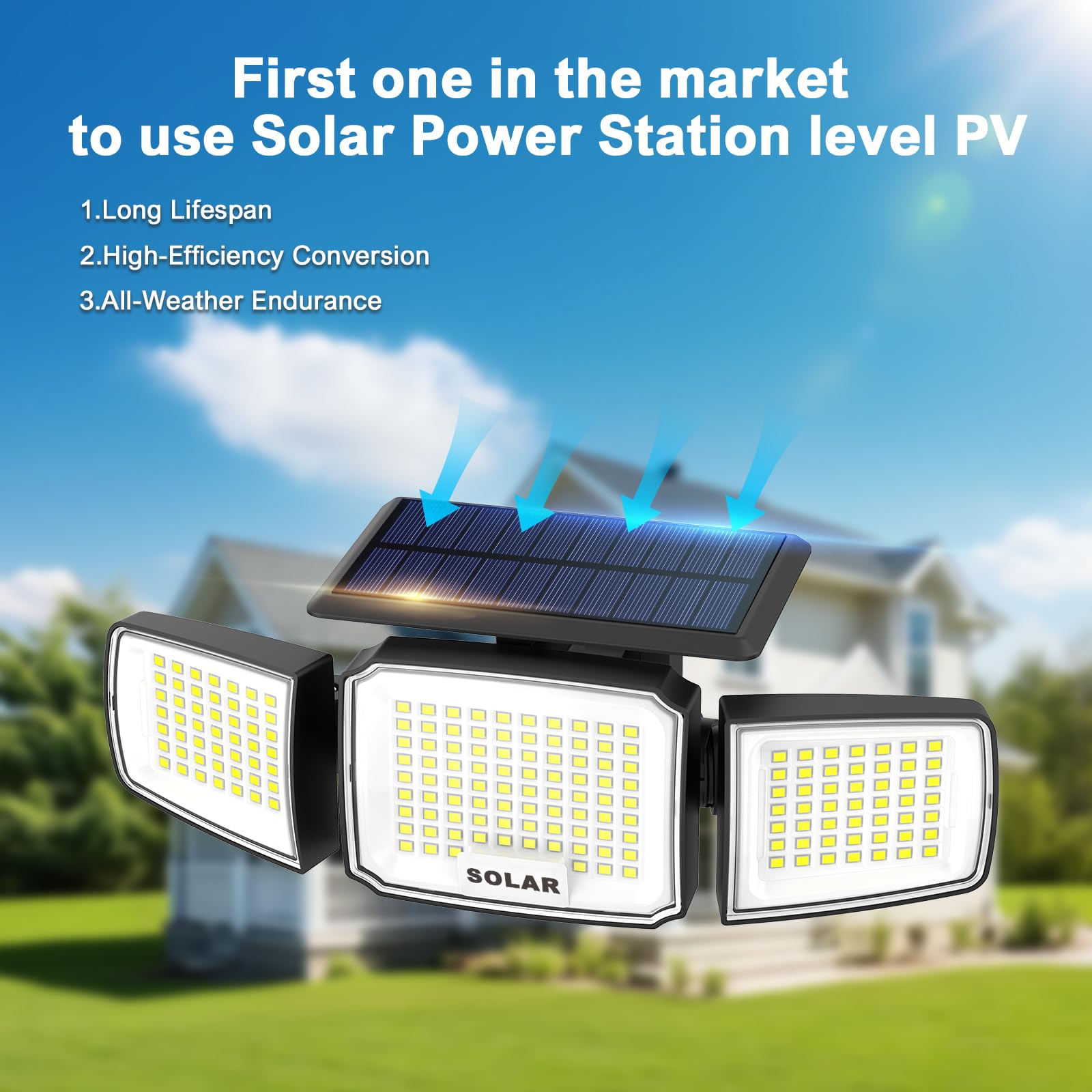 JEJOT motion sensor detects a 270-degree area for perimeter lighting.
