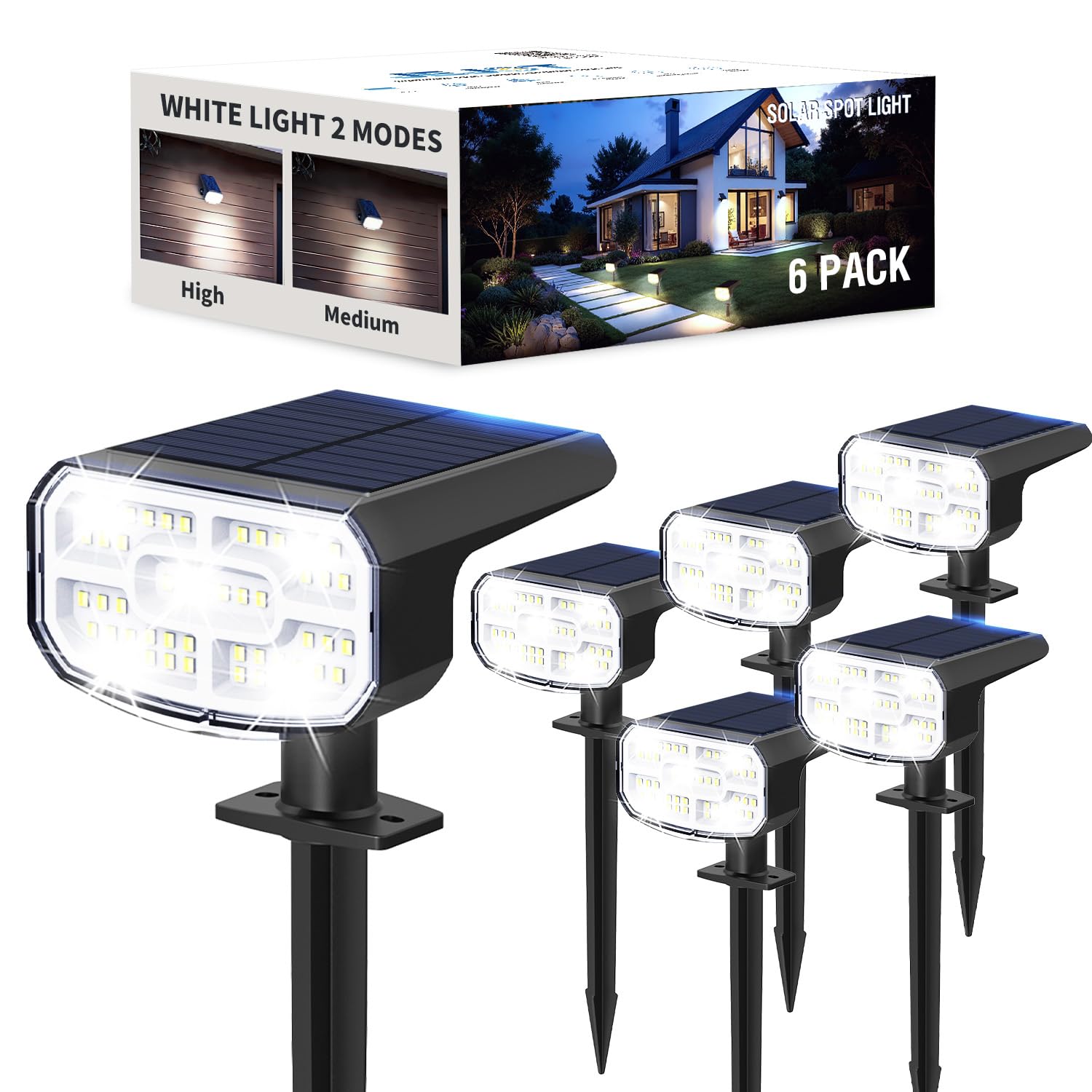 JEJOT solar lights outdoor IP65 waterproof illuminate yards reliably.