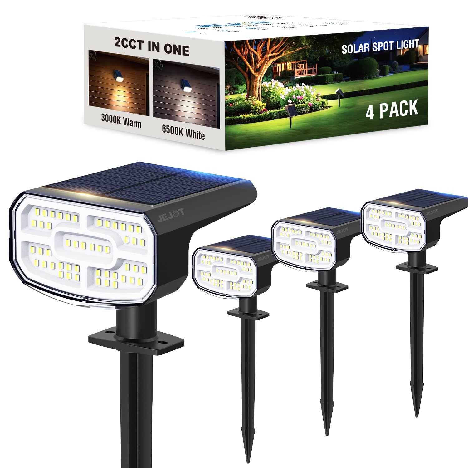 JEJOT Solar Spot Light Outdoor IP65 for durable all-weather landscape illumination.