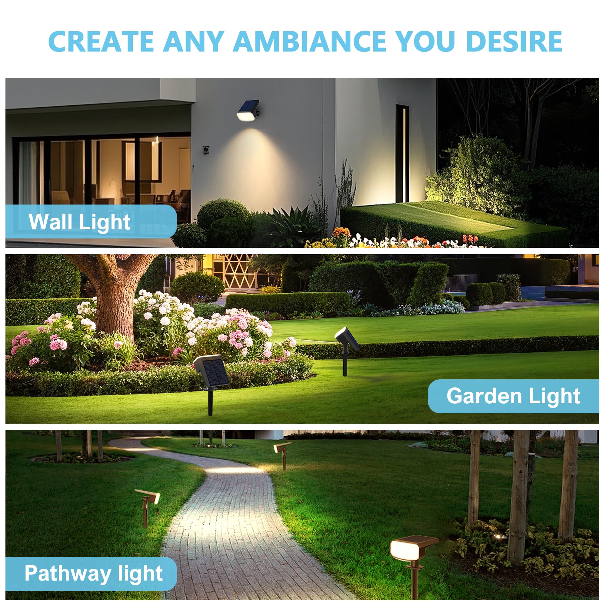 JEJOT solar spotlight durable panel IP65 for long-lasting use.