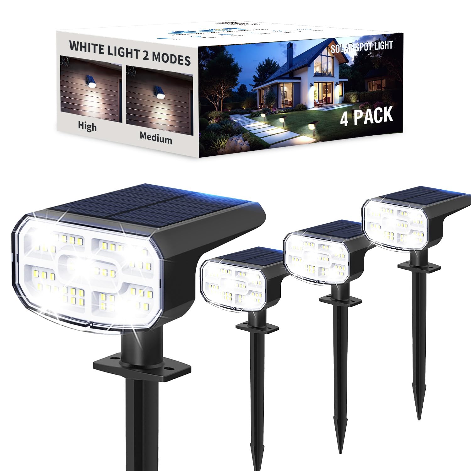 JEJOT outdoor IP65 solar spotlight for weatherproof garden lighting