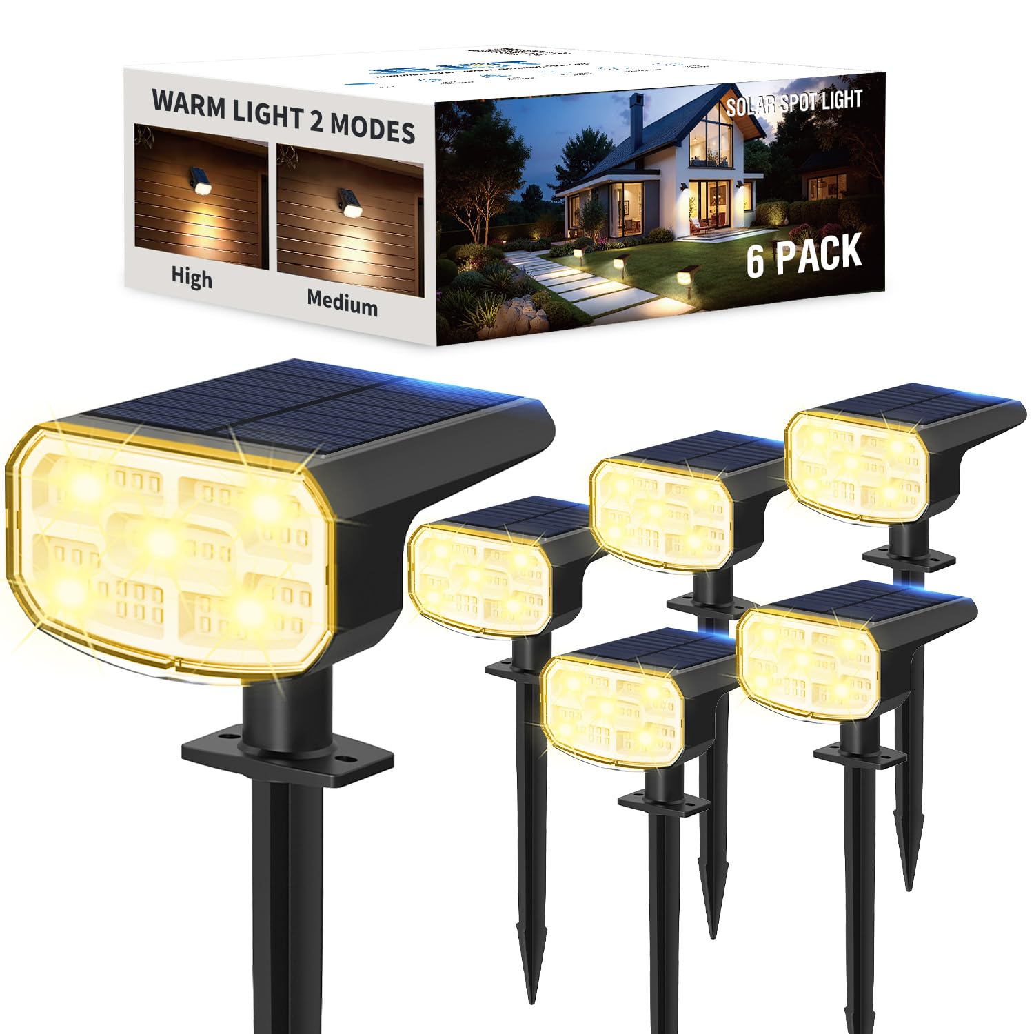 JEJOT outdoor solar spotlight with IP65 protection for all-weather use.