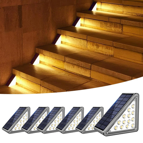 JEJOT solar step light on stairs provides safe outdoor illumination.