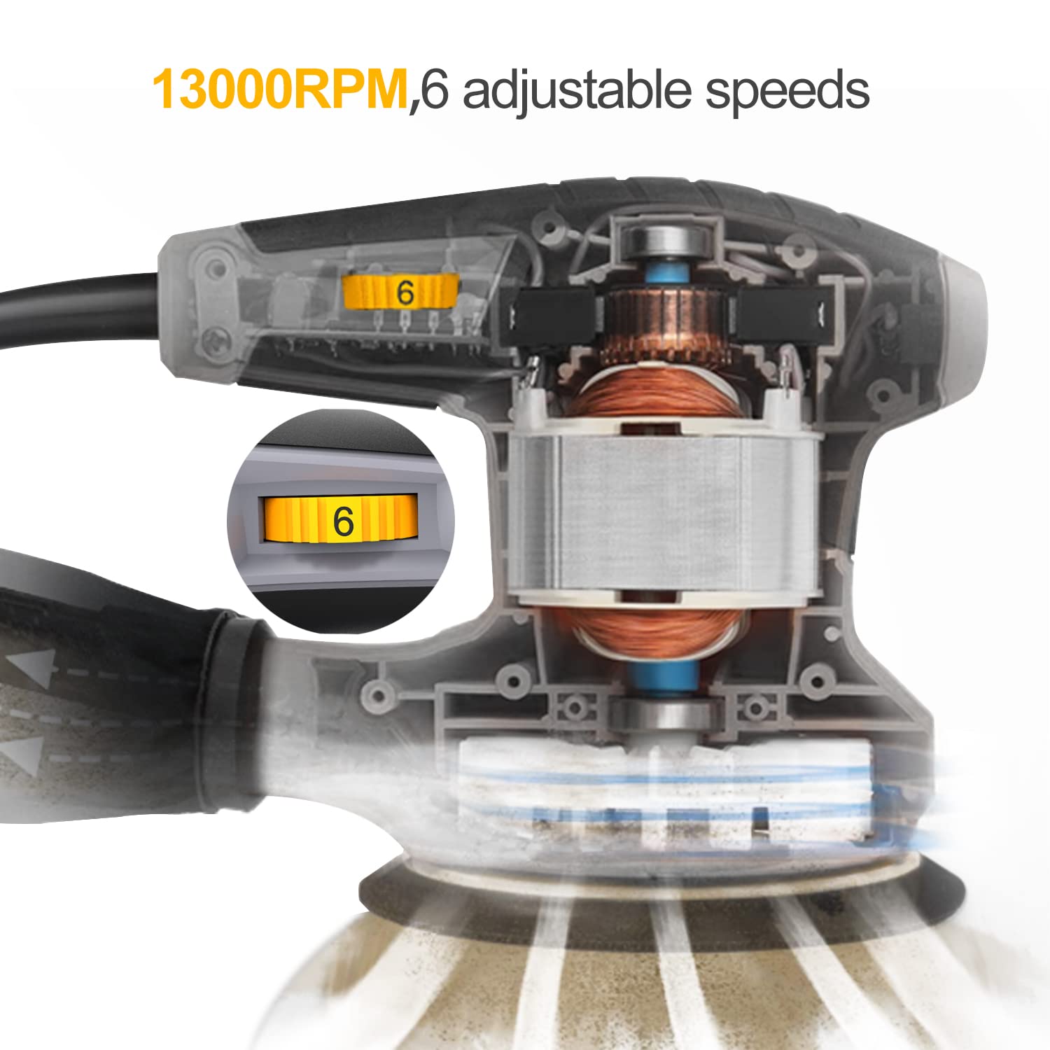 Jellas OS280 with 6-speed dial for precise sanding control