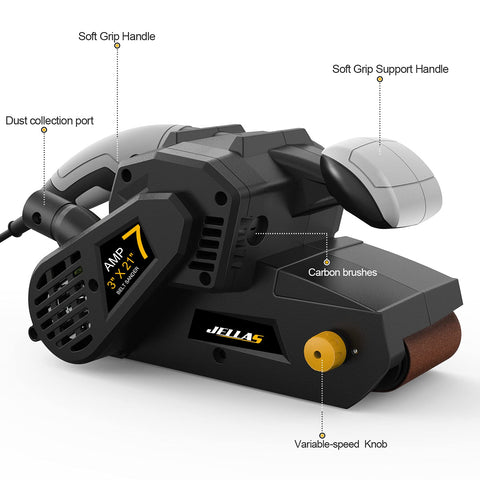 Jellas variable speed knob enabling material-adapted sanding