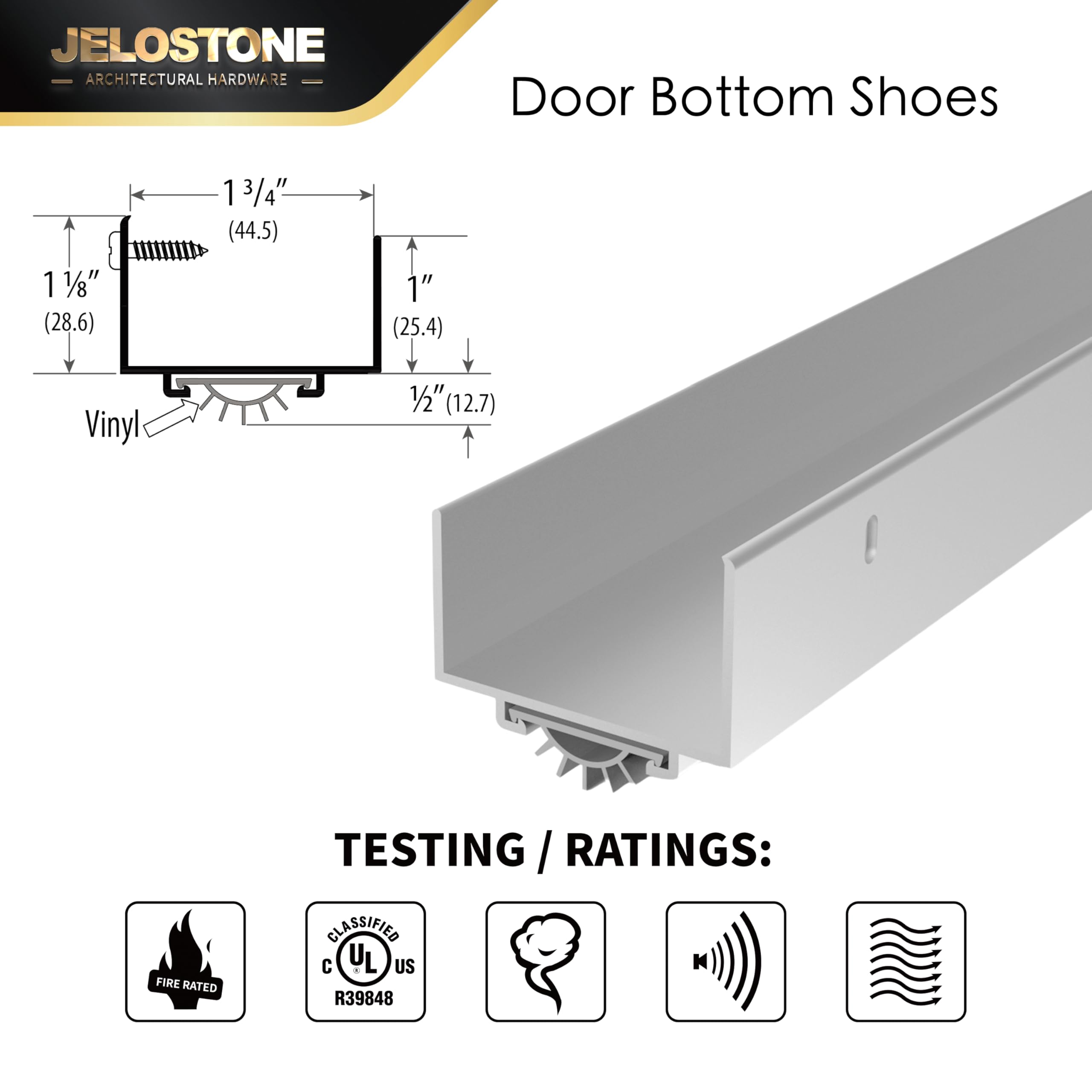 JELOSTONE door bottom shoe vinyl insert close-up highlights airtight seal