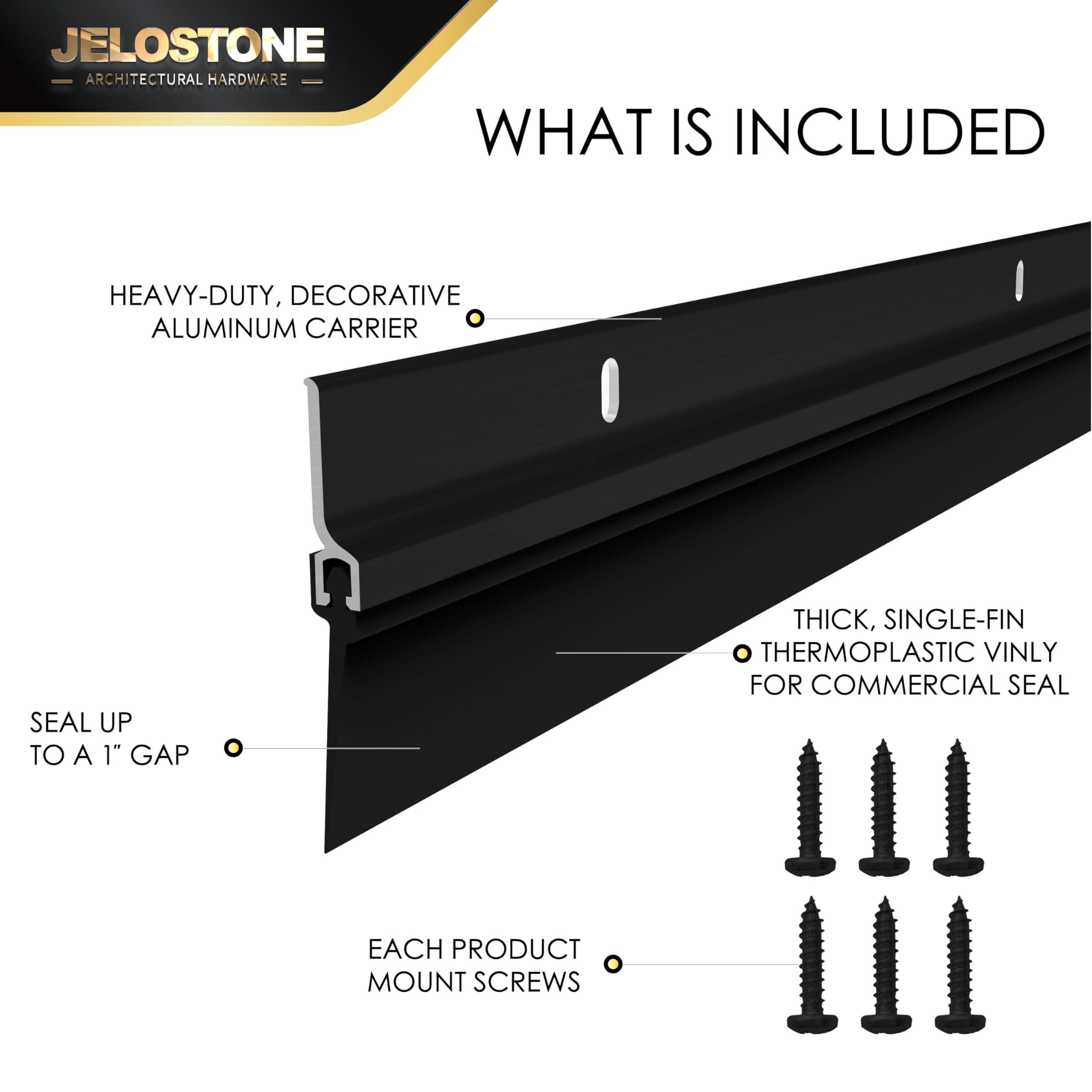 JELOSTONE adjustable door sweep with slotted holes enables quick alignment