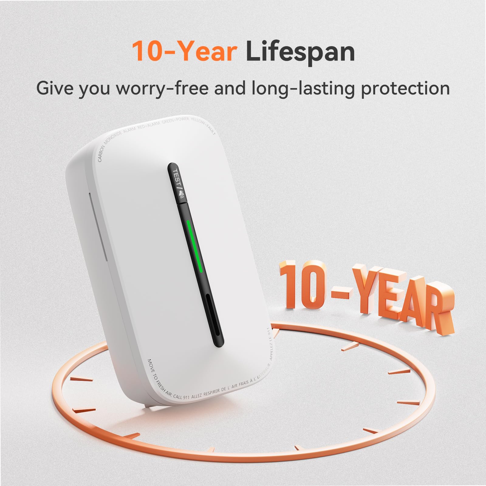 Jemay plug-in CO detector with battery backup stays powered during outages for continuous protection.
