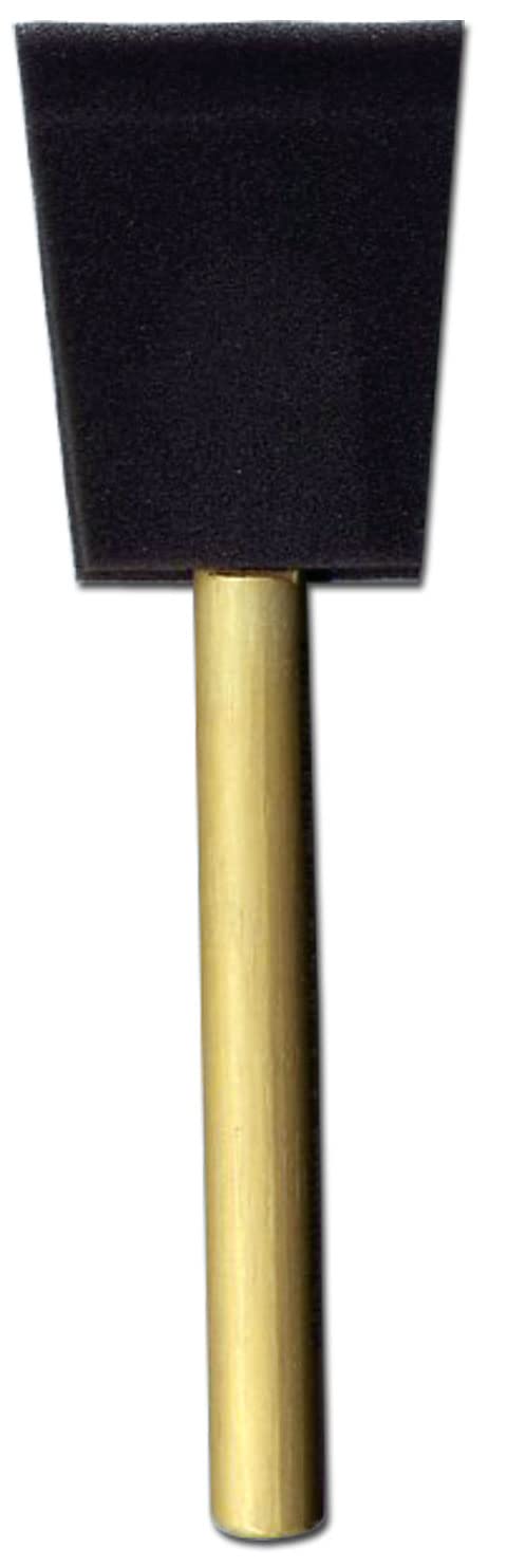 Jen Manufacturing 2-inch poly foam brush with wood handle for precise painting tasks.