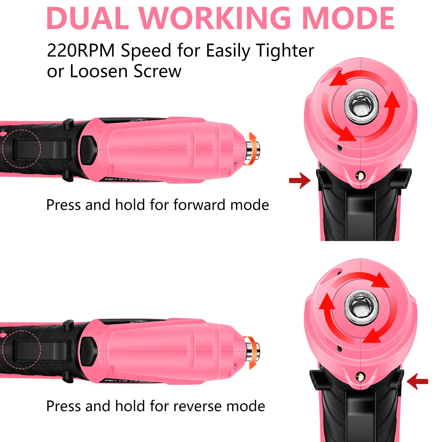 JENABOM LED work light illuminates the workspace for precise screwdriving.