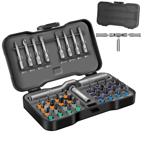JENABOM 42-in-1 set with magnetic handle for quick bit setup.