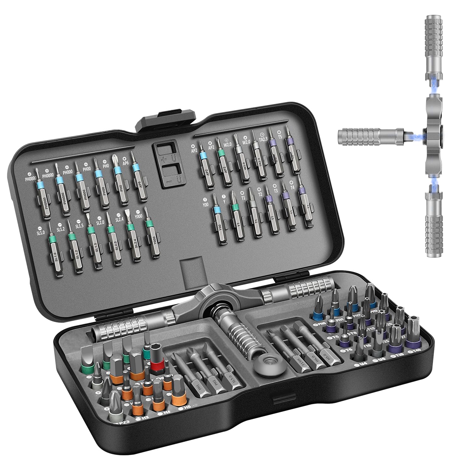 JENABOM 66-in-1 magnetic screwdriver set viewed as complete kit for versatile repairs
