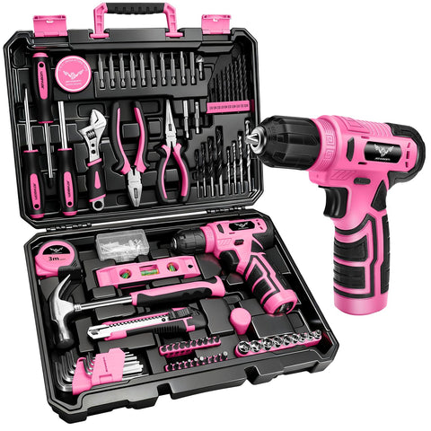 JENABOM 8V pink cordless drill with LED light for tight-space work