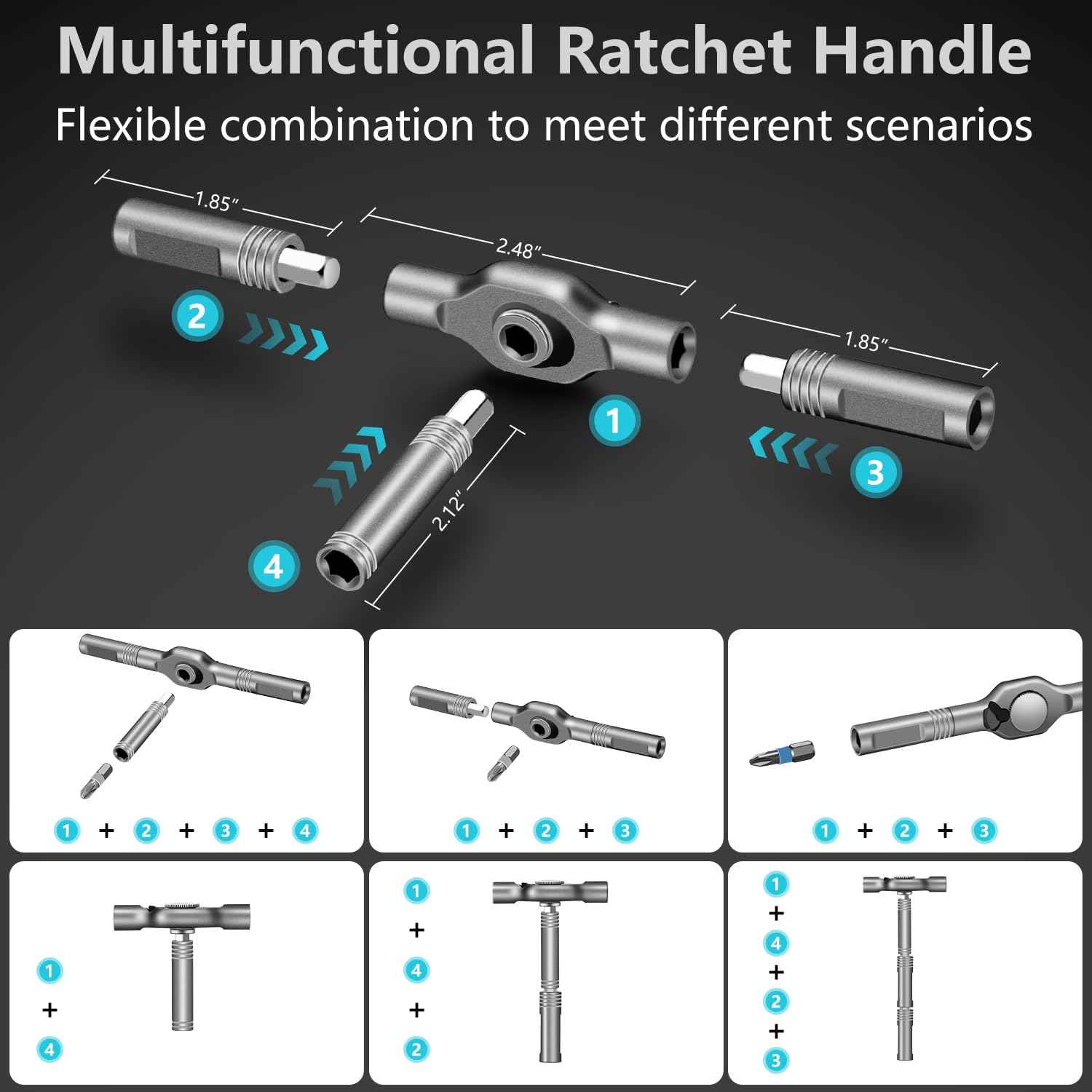 JENABOM detachable ratchet handle enables versatile use in tight spaces.