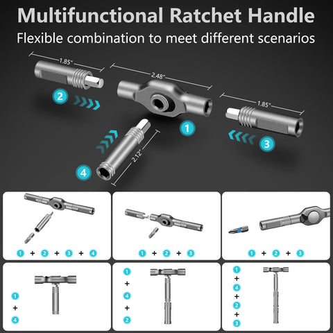 JENABOM detachable ratchet handle enables versatile use in tight spaces.