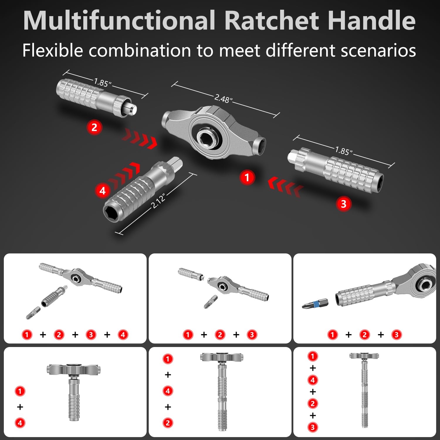 JENABOM detachable ratchet handle close-up enabling ergonomic, adjustable screwdriving