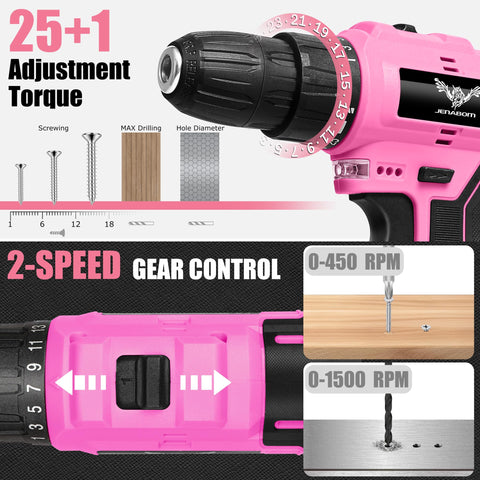JENABOM ergonomic pink drill handle reduces fatigue