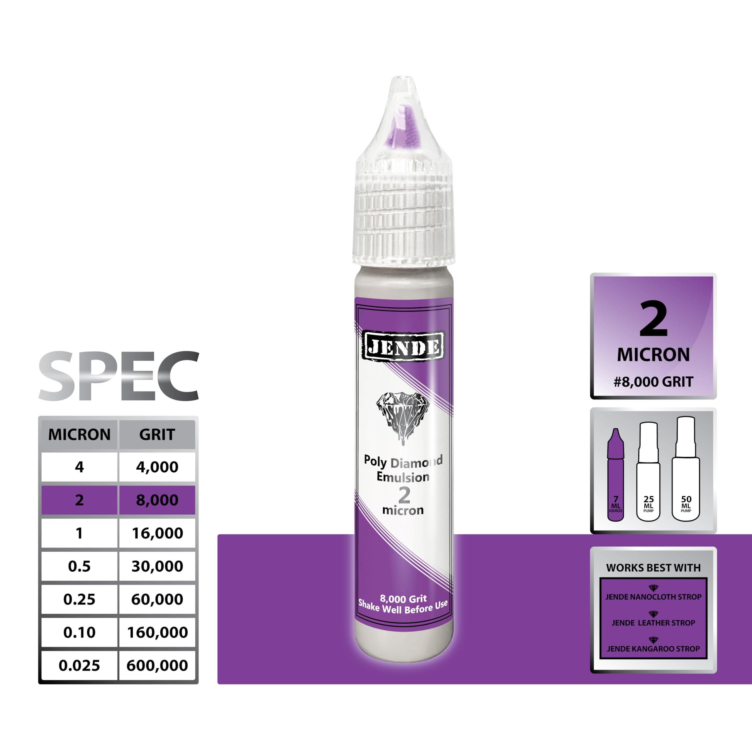 Jende 7ml bottle open shows easy, mess-free emulsion for quick stropping
