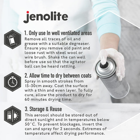 JENOLITE chrome spray paint on stone surface offers durable metallic look