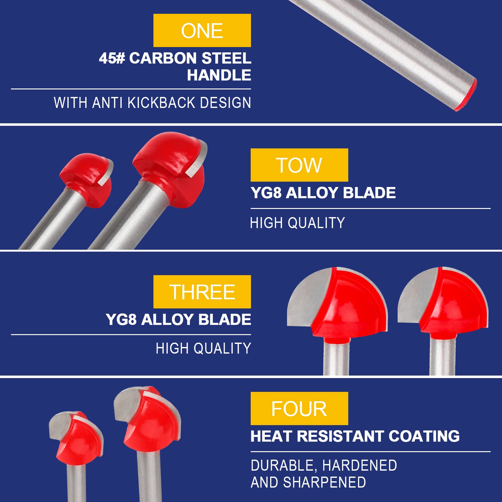 Jeonan Juice Groove core box bit 1/2 shank for solid wood milling stability