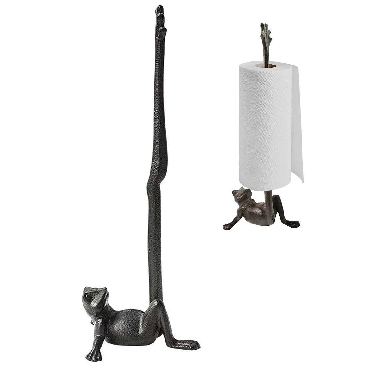 Jeonz cast iron paper towel holder on counter with sturdy base for busy kitchens.